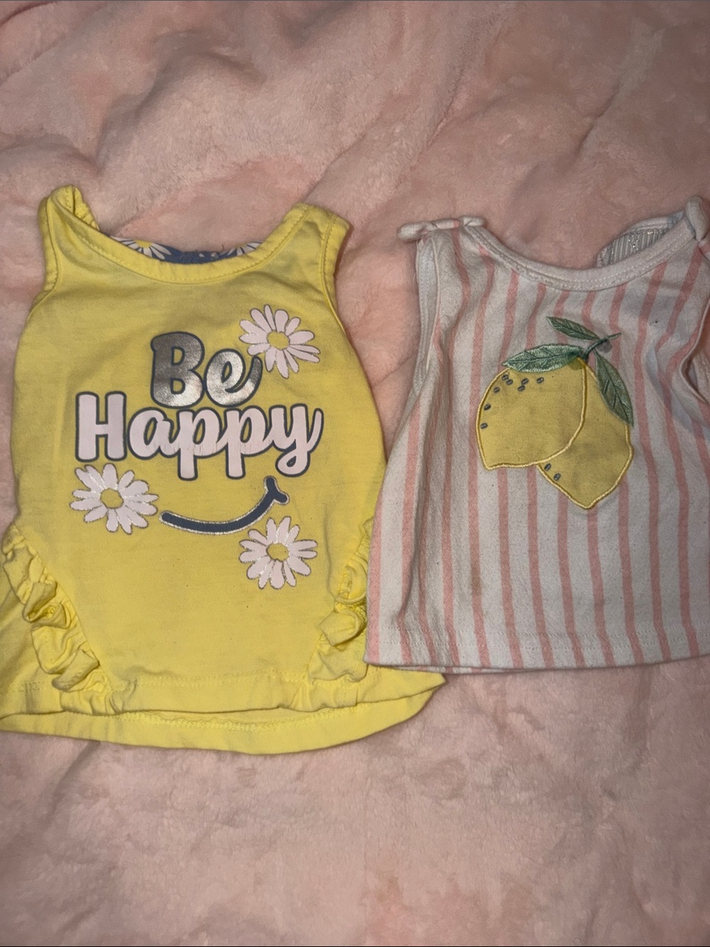 Be Happy Yellow Ruffle Tank Top for Kids